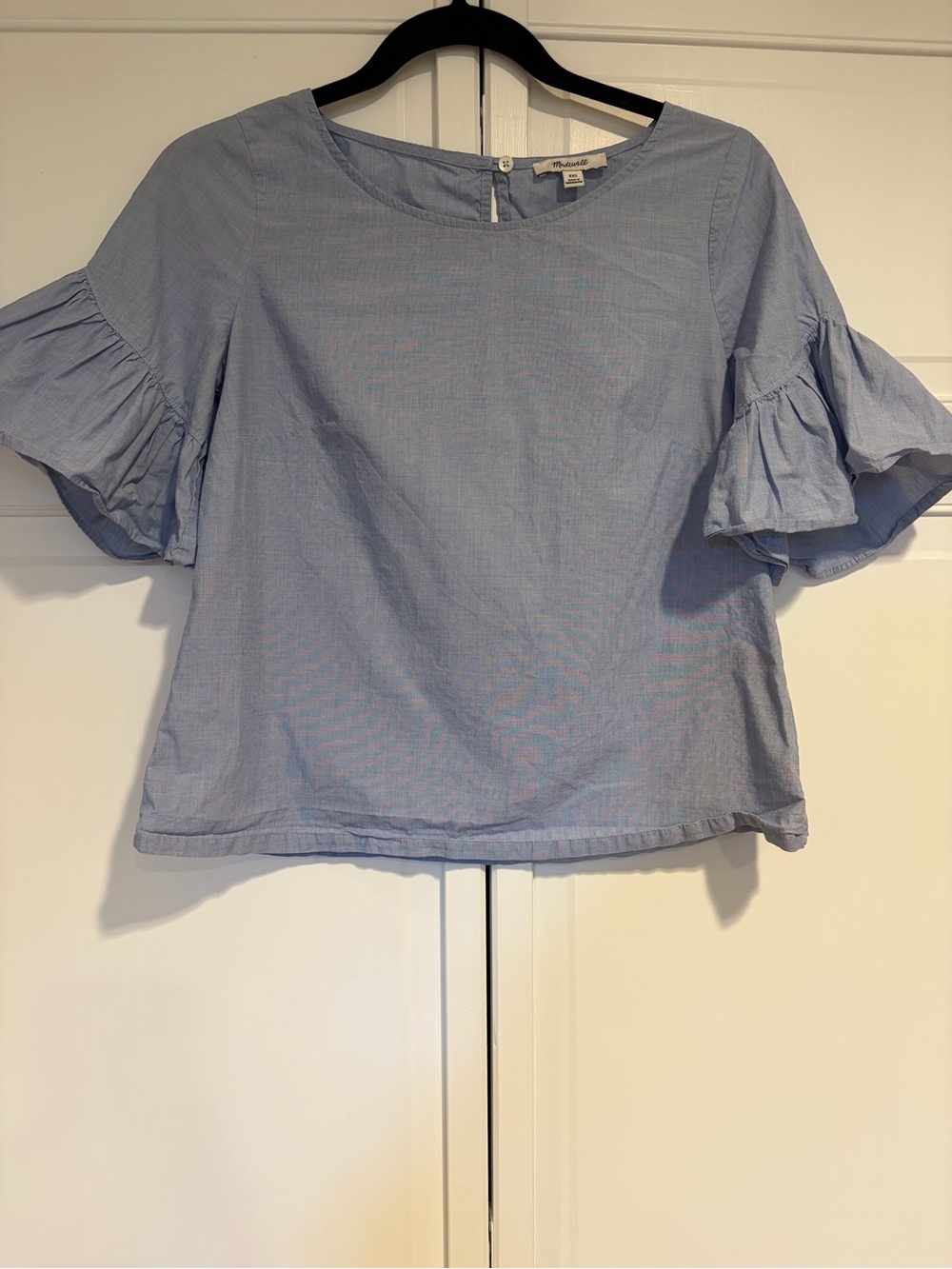 Madewell Light Blue Ruffle Sleeve Blouse